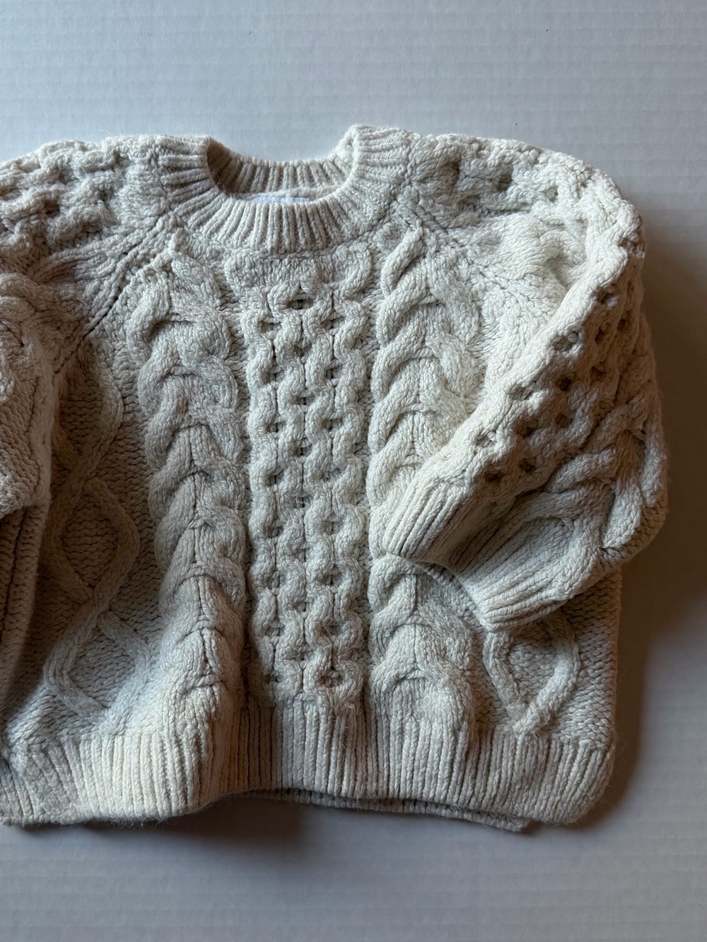 Zara Baby Cream Oversized Chunky Cable Knit Sweater 9-12M